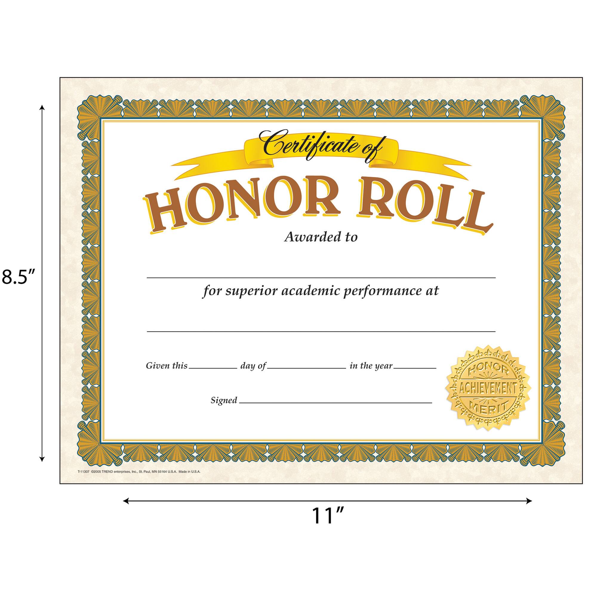 TREND Honor Roll Classic Certificates, 30 ct